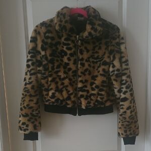 Leopard Print Faux Fur Jacket